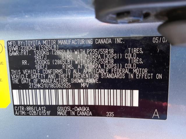 Photo 10 from auction – 2008 LEXUS RX 350 with VIN 2T2HK31U18C062925