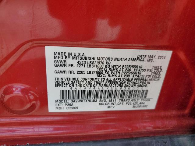 Photo 10 from auction – 2014 MITSUBISHI OUTLANDER with VIN 4A4AP4AUXEE030554