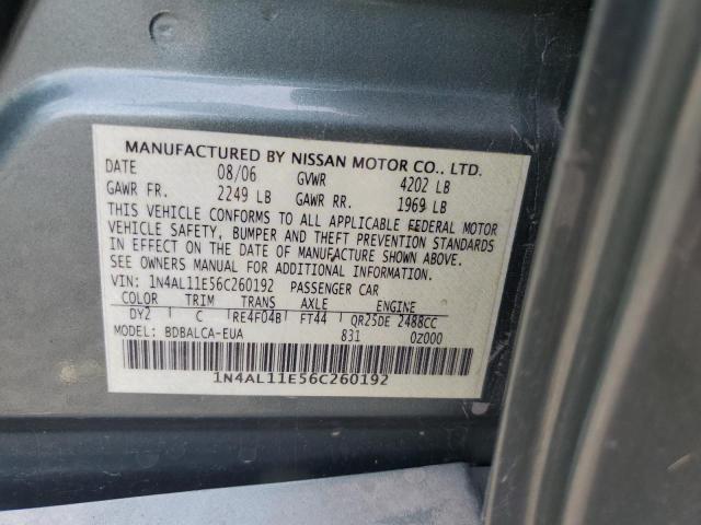 Photo 10 from auction – 2006 NISSAN ALTIMA S with VIN 1N4AL11E56C260192