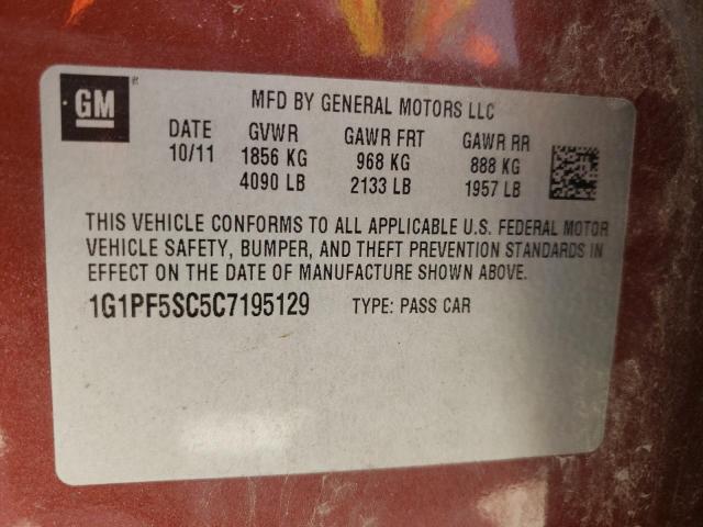 Photo 10 from auction – 2012 CHEVROLET CRUZE LT with VIN 1G1PF5SC5C7195129