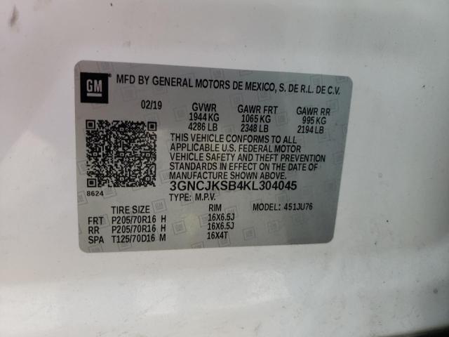 Photo 10 from auction – 2019 CHEVROLET TRAX LS with VIN 3GNCJKSB4KL304045