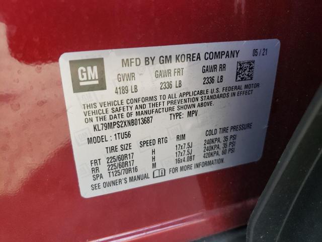 Photo 10 from auction – 2022 CHEVROLET TRAILBLAZE with VIN KL79MPS2XNB013687
