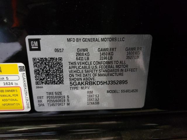 Photo 10 from auction – 2017 BUICK ENCLAVE with VIN 5GAKRBKD5HJ352895