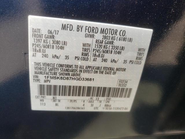Photo 10 from auction – 2017 FORD EXPLORER X with VIN 1FM5K8D87HGD33681