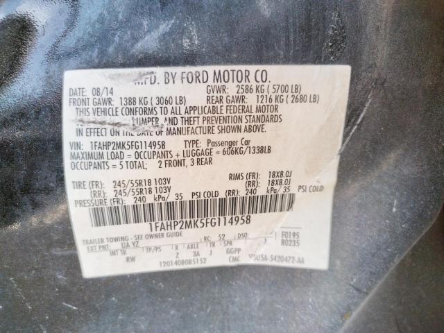 Photo 10 from auction – 2015 FORD TAURUS POL with VIN 1FAHP2MK5FG114958