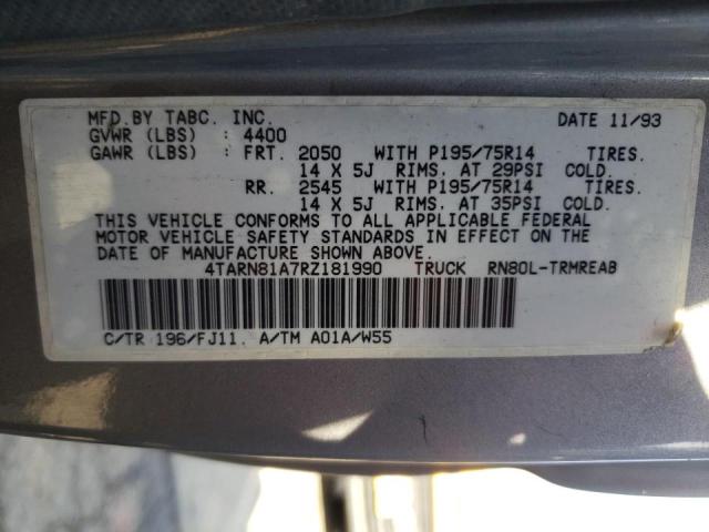 Photo 10 from auction – 1994 TOYOTA PICKUP 1/2 with VIN 4TARN81A7RZ181990