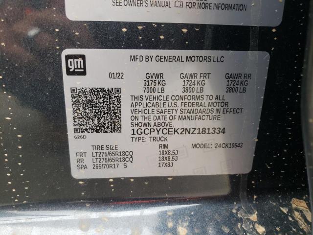 Photo 10 from auction – 2022 CHEVROLET SILVERADO with VIN 1GCPYCEK2NZ181334