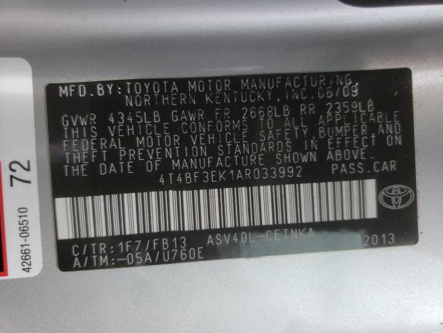 Photo 10 from auction – 2010 TOYOTA CAMRY BASE with VIN 4T4BF3EK1AR033992