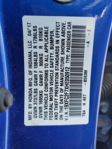 Photo 10 from auction – 2017 HONDA CIVIC EX with VIN 19XFC2F7XHE050912