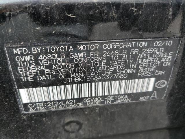 Photo 10 from auction – 2010 LEXUS ES 350 with VIN JTHBK1EG8A2377680