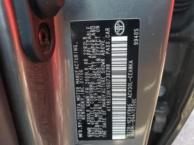 Photo 10 from auction – 2006 TOYOTA CAMRY LE with VIN 4T1BE32K16U736288