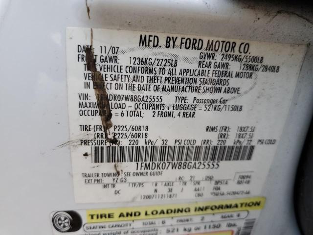 Photo 10 from auction – 2008 FORD TAURUS X E with VIN 1FMDK07W88GA25555