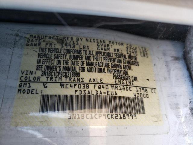 Photo 10 from auction – 2012 NISSAN VERSA S with VIN 3N1BC1CP9CK218999