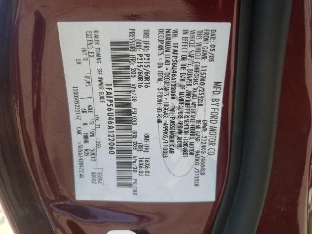 Photo 10 from auction – 2006 FORD TAURUS SEL with VIN 1FAFP56U46A122060