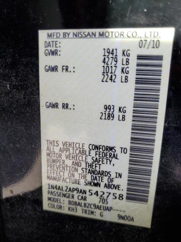 Photo 10 from auction – 2010 NISSAN ALTIMA BAS with VIN 1N4AL2AP9AN542758