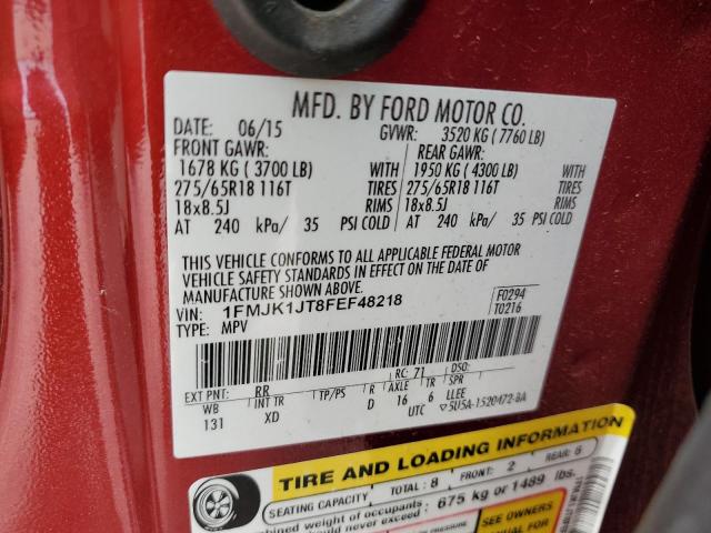 Photo 10 from auction – 2015 FORD EXPEDITION with VIN 1FMJK1JT8FEF48218
