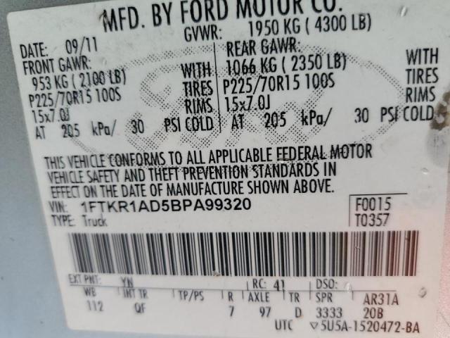 Photo 10 from auction – 2011 FORD RANGER with VIN 1FTKR1AD5BPA99320