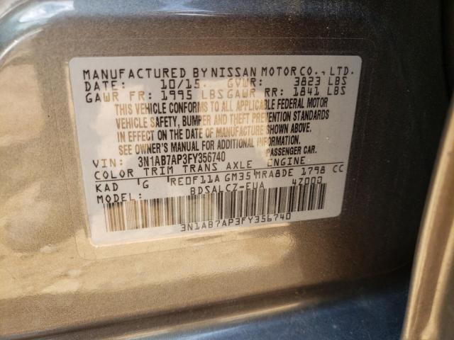 Photo 10 from auction – 2015 NISSAN SENTRA S with VIN 3N1AB7AP3FY356740