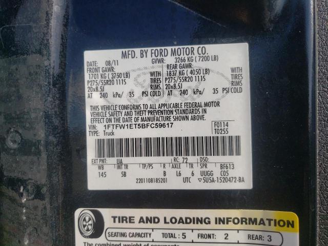 Photo 10 from auction – 2011 FORD F150 SUPER with VIN 1FTFW1ET5BFC59617