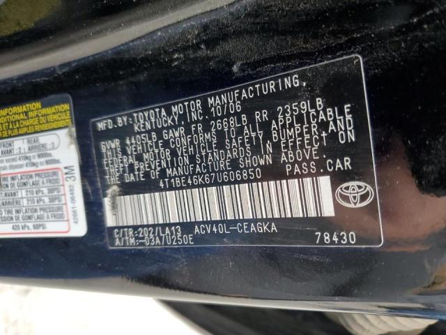 Photo 10 from auction – 2007 TOYOTA CAMRY CE with VIN 4T1BE46K67U606850