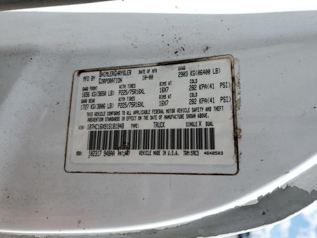 Zdjęcie 10 z aukcji – 2001 DODGE RAM 1500 z VIN 1B7HC16X91S181948