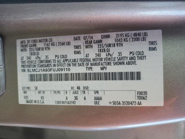 Photo 10 from auction – 2015 LINCOLN MKC with VIN 5LMCJ1A93FUJ09110