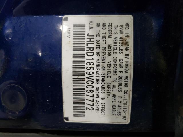 Photo 10 from auction – 1997 HONDA CR-V with VIN JHLRD1859VC067772