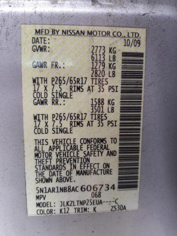 Photo 10 from auction – 2010 NISSAN PATHFINDER with VIN 5N1AR1NB8AC606734
