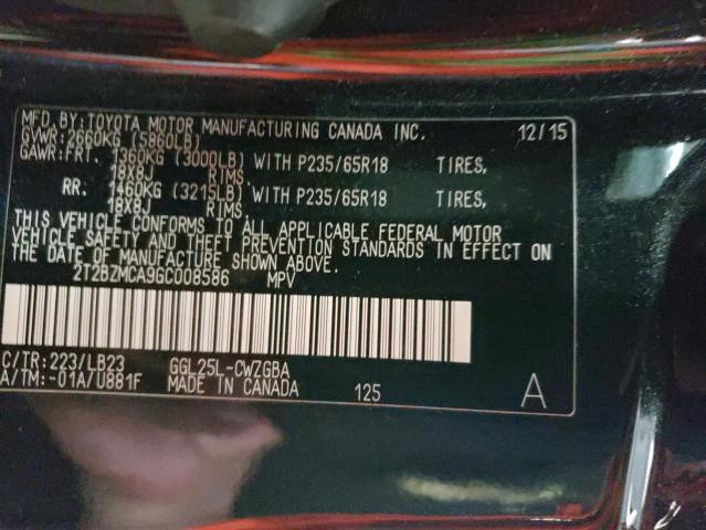 Photo 10 from auction – 2016 LEXUS RX 350 with VIN 2T2BZMCA9GC008586