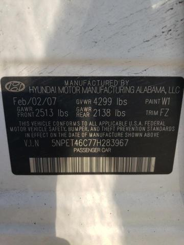 Photo 10 from auction – 2007 HYUNDAI SONATA GLS with VIN 5NPET46C77H283967