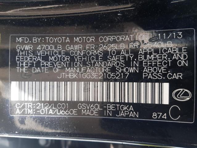 Photo 10 from auction – 2014 LEXUS ES 350 with VIN JTHBK1GG3E2105217