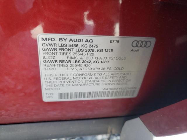 Photo 10 from auction – 2018 AUDI Q5 PREMIUM with VIN WA1BNAFY6J2216979