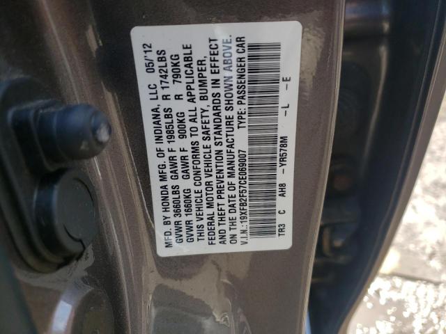 Photo 10 from auction – 2012 HONDA CIVIC LX with VIN 19XFB2F57CE069007