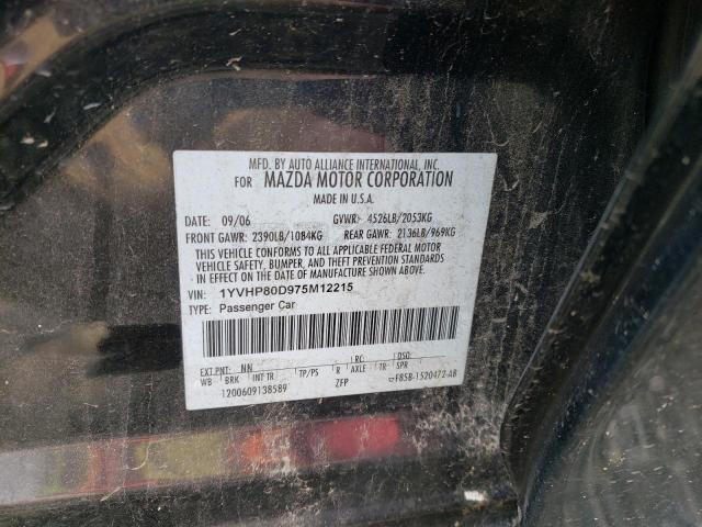 Photo 10 from auction – 2007 MAZDA 6 S with VIN 1YVHP80D975M12215