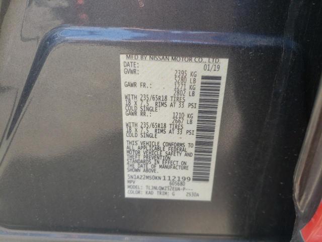 Photo 10 from auction – 2019 NISSAN MURANO with VIN 5N1AZ2MS0KN112199