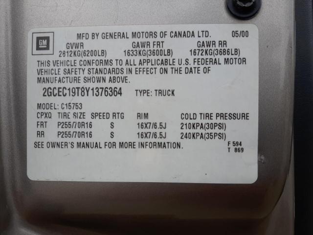 Photo 10 from auction – 2000 CHEVROLET SILVRK1500 with VIN 2GCEC19T8Y1376364