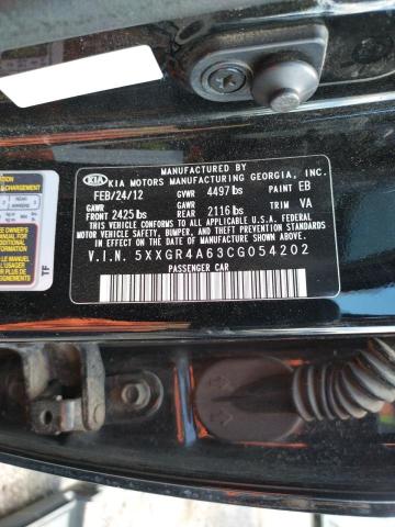 Photo 10 from auction – 2012 KIA OPTIMA SX with VIN 5XXGR4A63CG054202