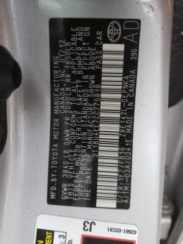 Photo 10 from auction – 2012 TOYOTA COROLLA with VIN 2T1BU4EE7CC775818