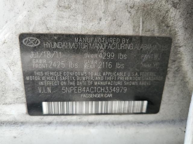 Photo 10 from auction – 2012 HYUNDAI SONATA GLS with VIN 5NPEB4AC1CH334979