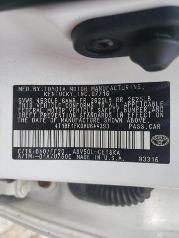 Photo 10 from auction – 2017 TOYOTA CAMRY LE with VIN 4T1BF1FK0HU644393