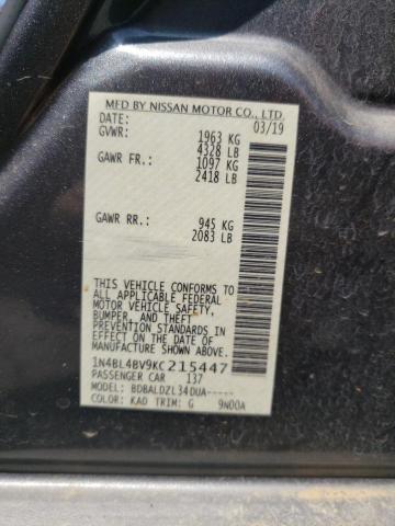 Photo 10 from auction – 2019 NISSAN ALTIMA S with VIN 1N4BL4BV9KC215447