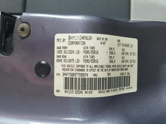 Photo 10 from auction – 2007 CHRYSLER PT CRUISER with VIN 3A4FY58B97T599574