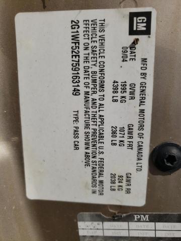 Photo 10 from auction – 2005 CHEVROLET IMPALA with VIN 2G1WF52E759163149