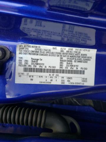 Photo 10 from auction – 2014 FORD FOCUS ST with VIN 1FADP3L93EL329960