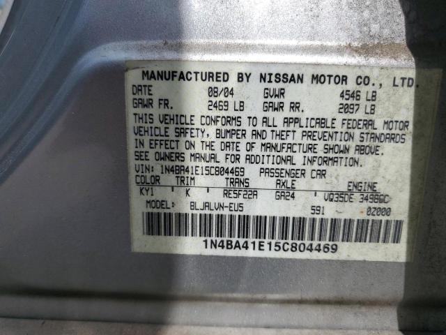 Zdjęcie 10 z aukcji – 2005 NISSAN MAXIMA SE z VIN 1N4BA41E15C804469