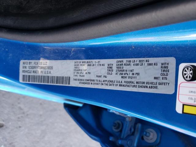 Photo 10 from auction – 2021 RAM 1500 BIG H with VIN 1C6SRFFT5MN576539