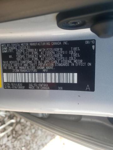 Photo 10 from auction – 2010 LEXUS RX 350 with VIN 2T2BK1BA6AC077585