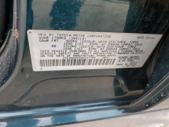 Photo 10 from auction – 2003 TOYOTA RAV4 with VIN JTEGH20V930107708