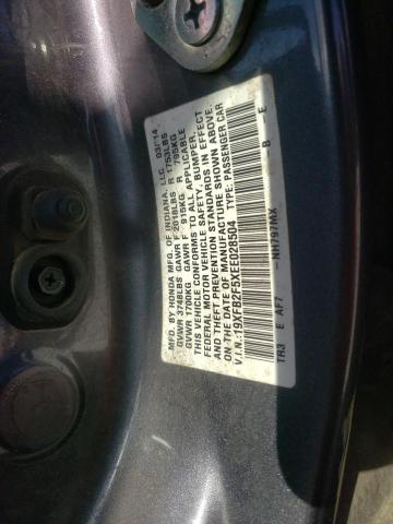 Photo 10 from auction – 2014 HONDA CIVIC LX with VIN 19XFB2F5XEE028504