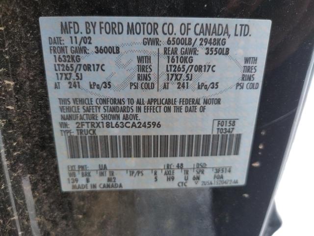 Photo 10 from auction – 2003 FORD F150 with VIN 2FTRX18L63CA24596